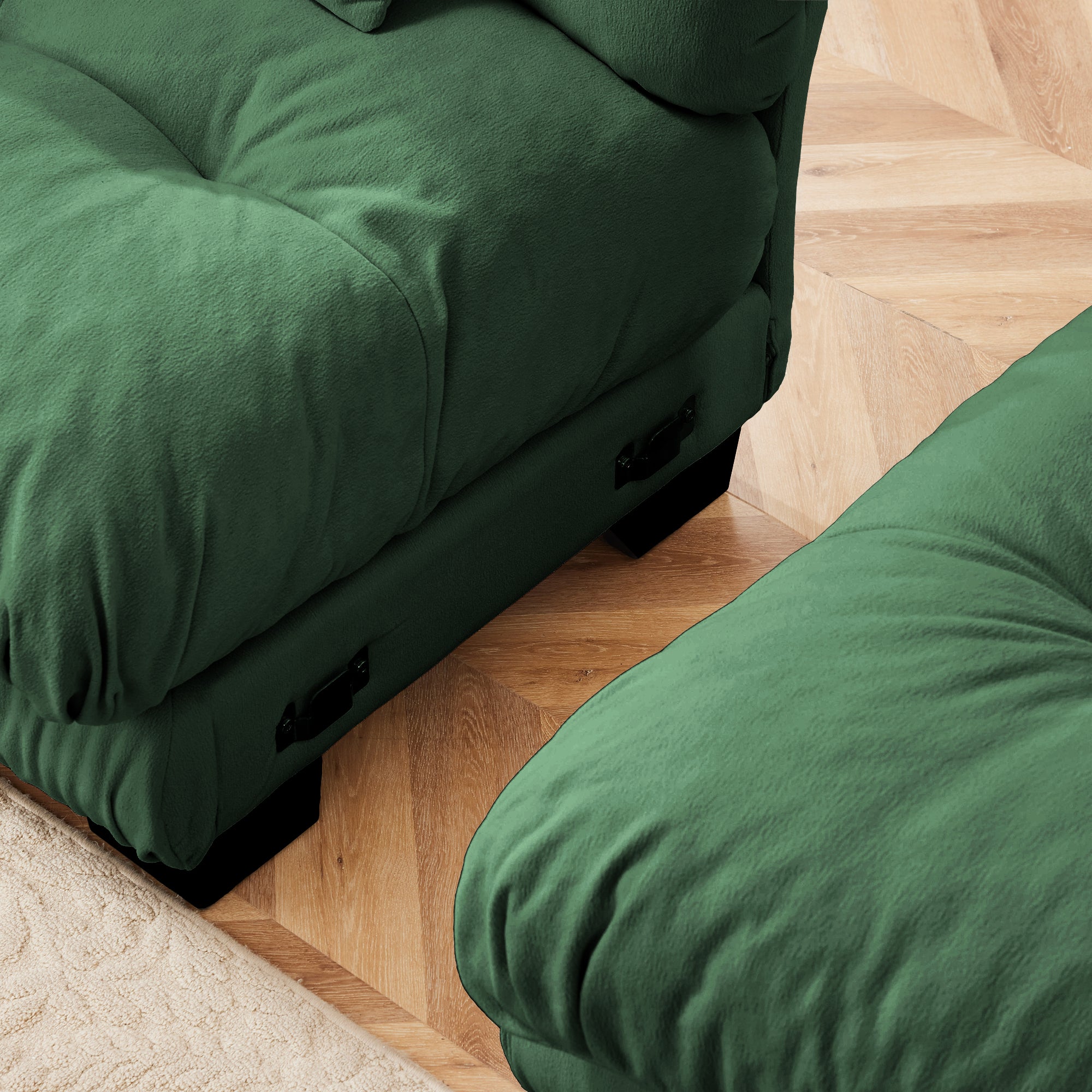 The BEULAH — Modular L-Shape Chenille Sofa in Green