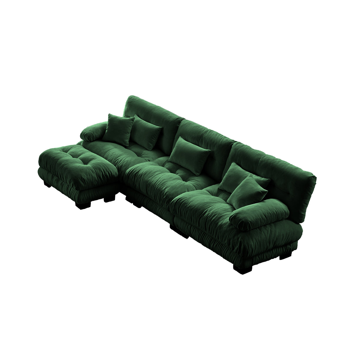 The BEULAH — Modular L-Shape Chenille Sofa in Green