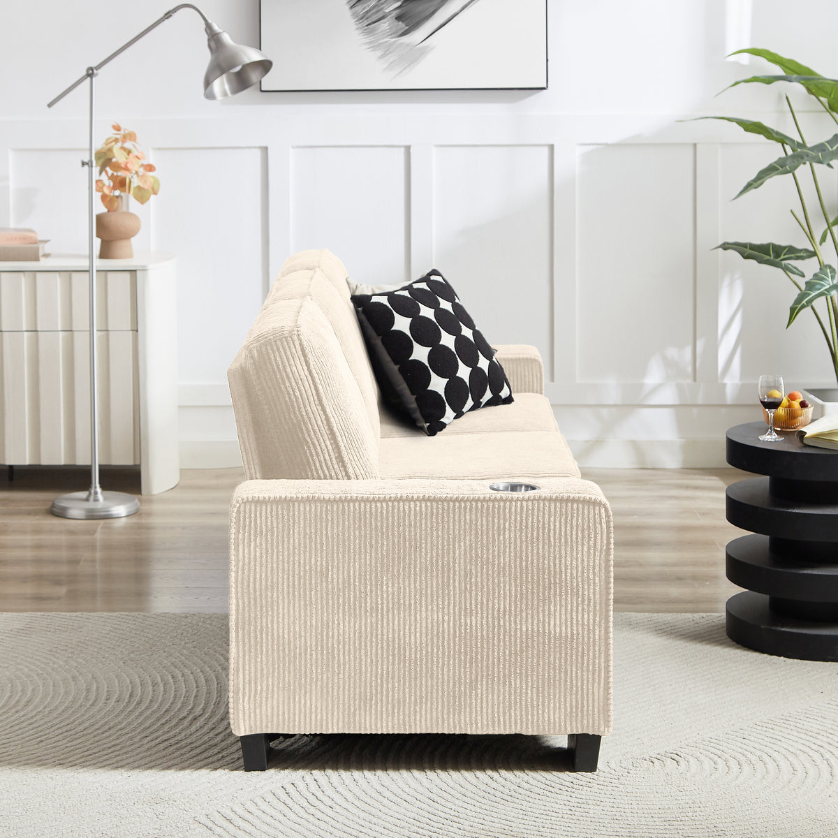 The TABOR — 3-Seat Corduroy Sofa in Beige