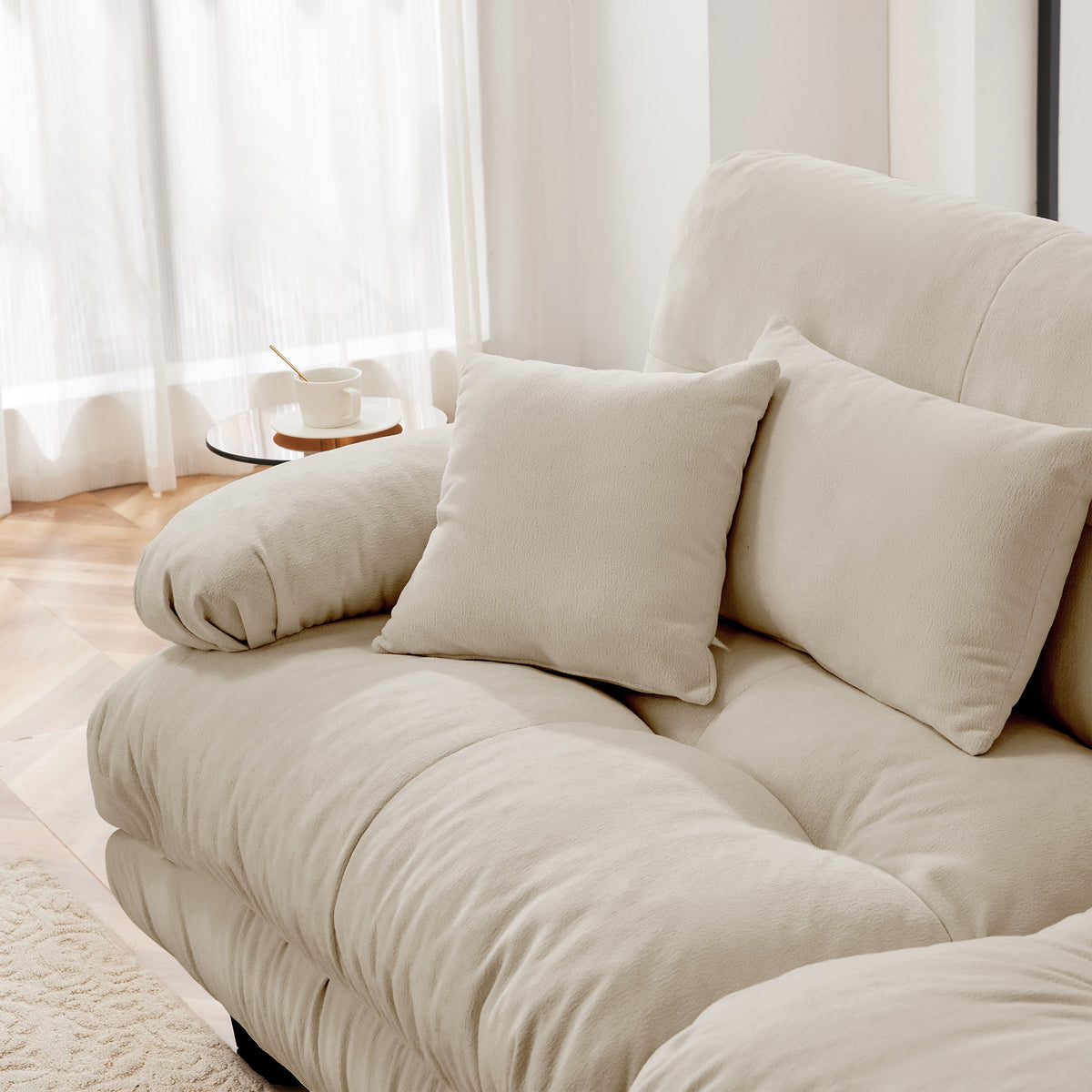 The BEULAH — Modular L-Shape Chenille Sofa in Light Coffee