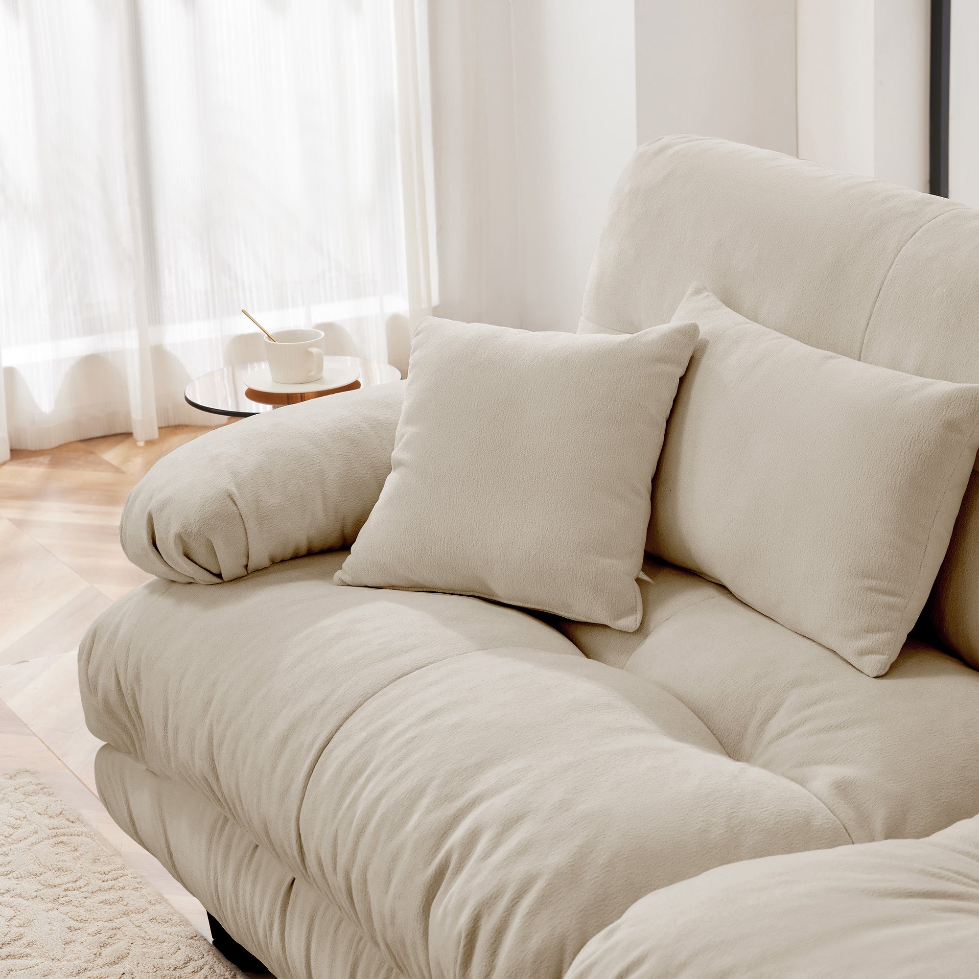 The BEULAH — Modular L-Shape Chenille Sofa in Light Coffee