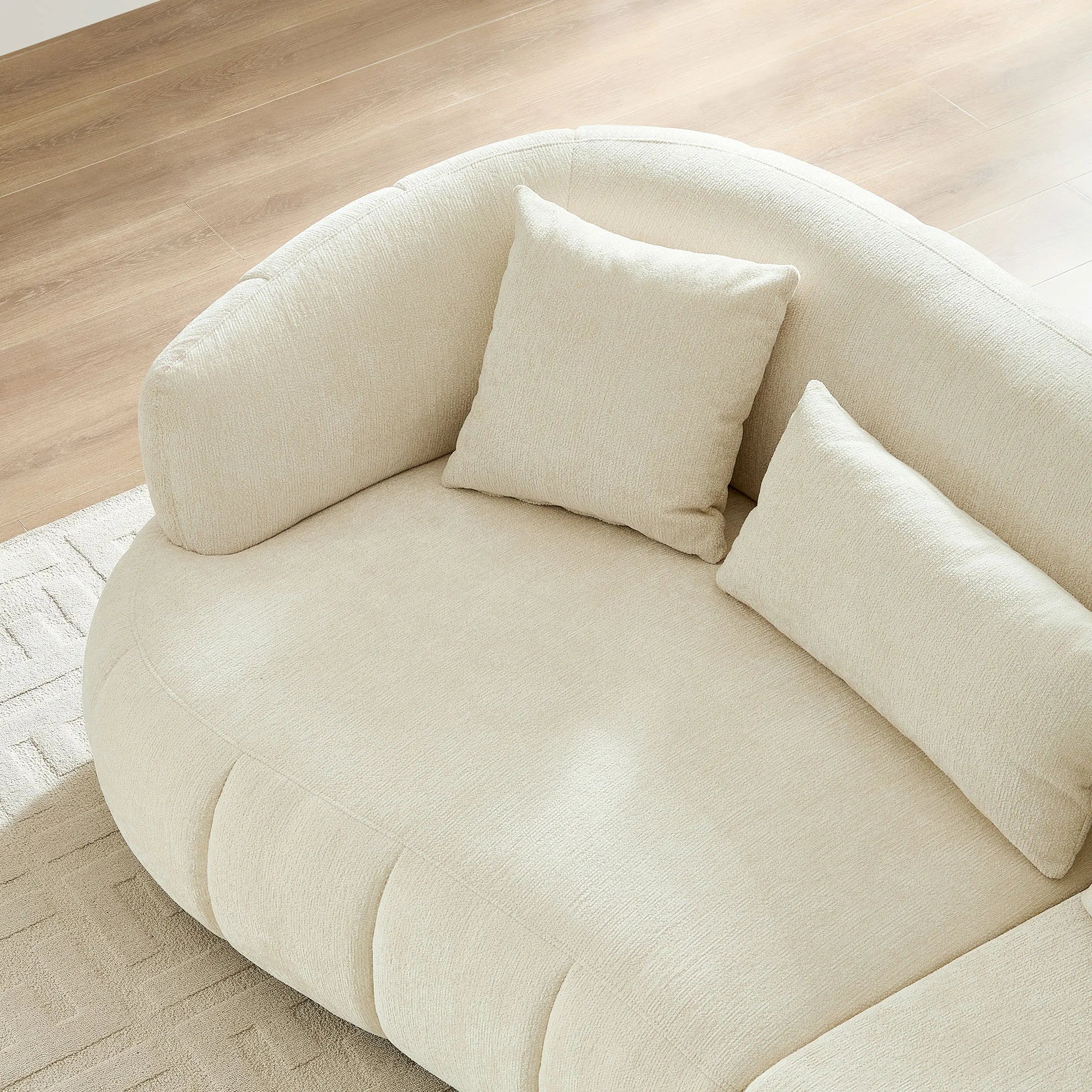 The CARMEL — 4-Seat Curved Sectional Sofa in Beige