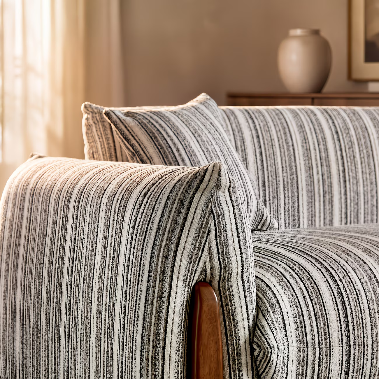 The KAVOD — 3-Seat Striped Chenille Sofa