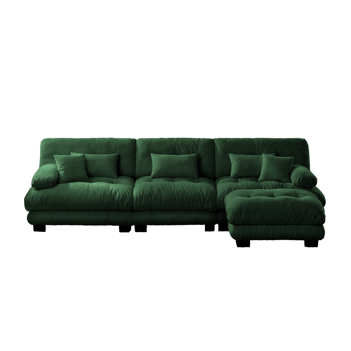The BEULAH — Modular L-Shape Chenille Sofa in Green