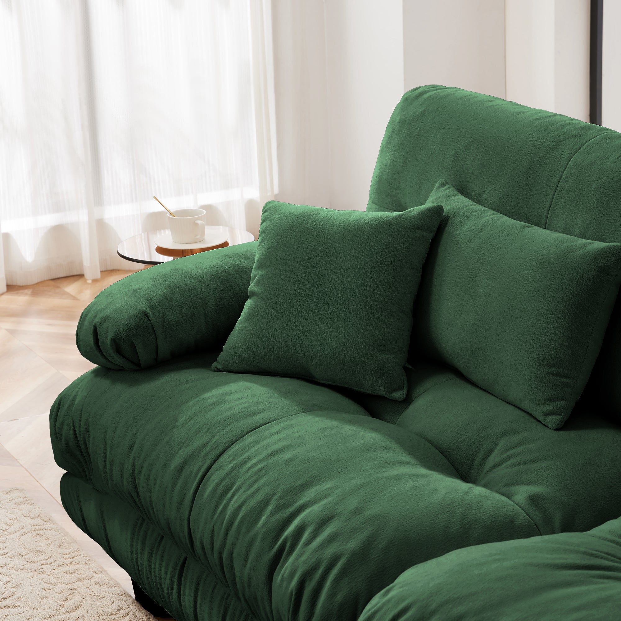 The BEULAH — Modular L-Shape Chenille Sofa in Green