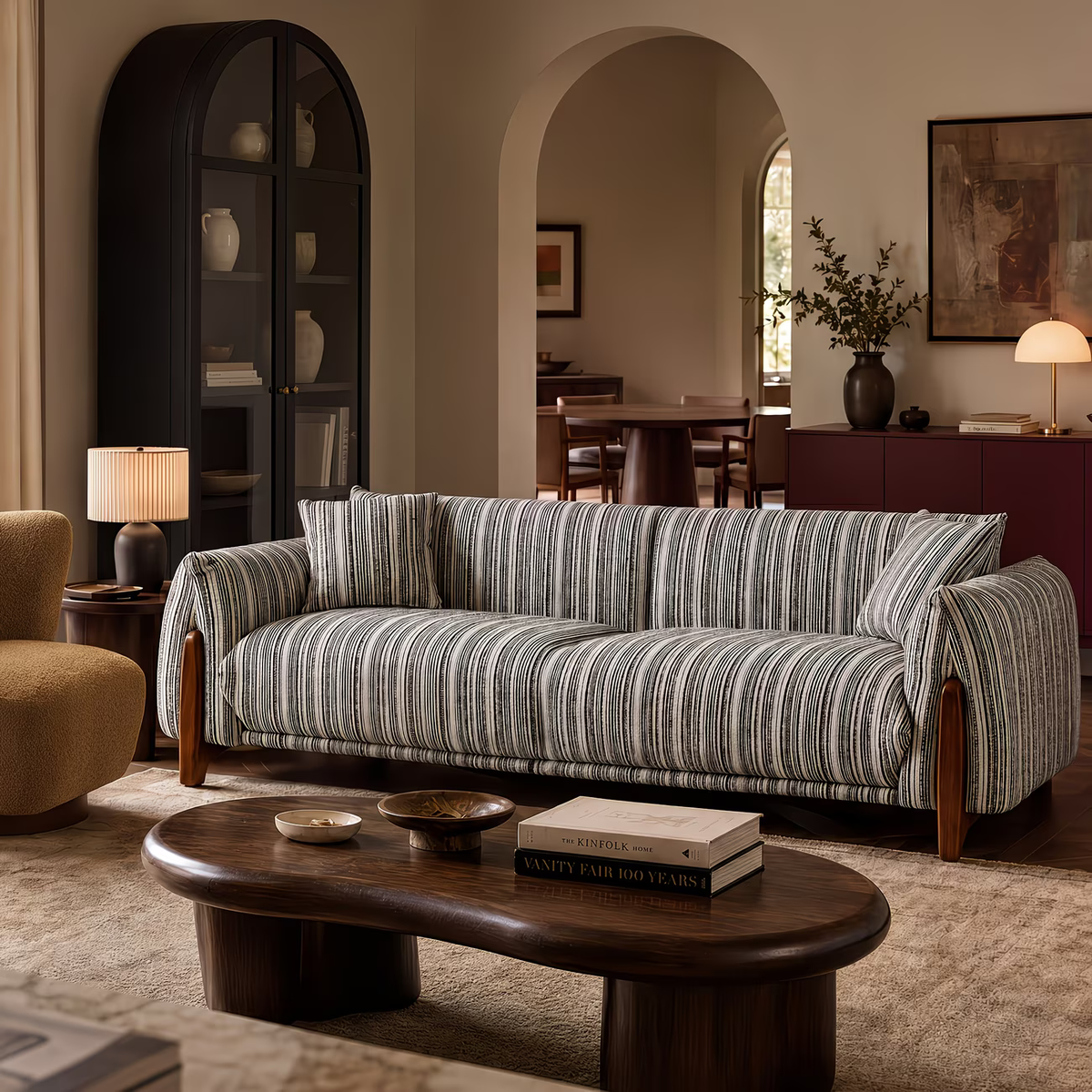 The KAVOD — 3-Seat Striped Chenille Sofa