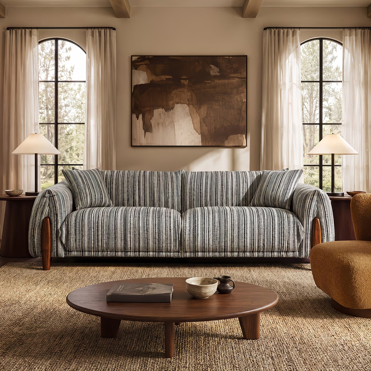 The KAVOD — 3-Seat Striped Chenille Sofa