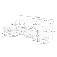 The BEULAH — Modular L-Shape Chenille Sofa in Green