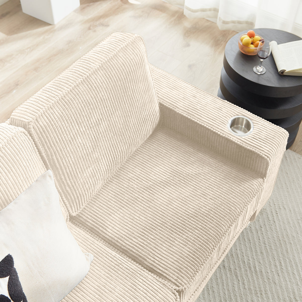 The TABOR — 3-Seat Corduroy Sofa in Beige