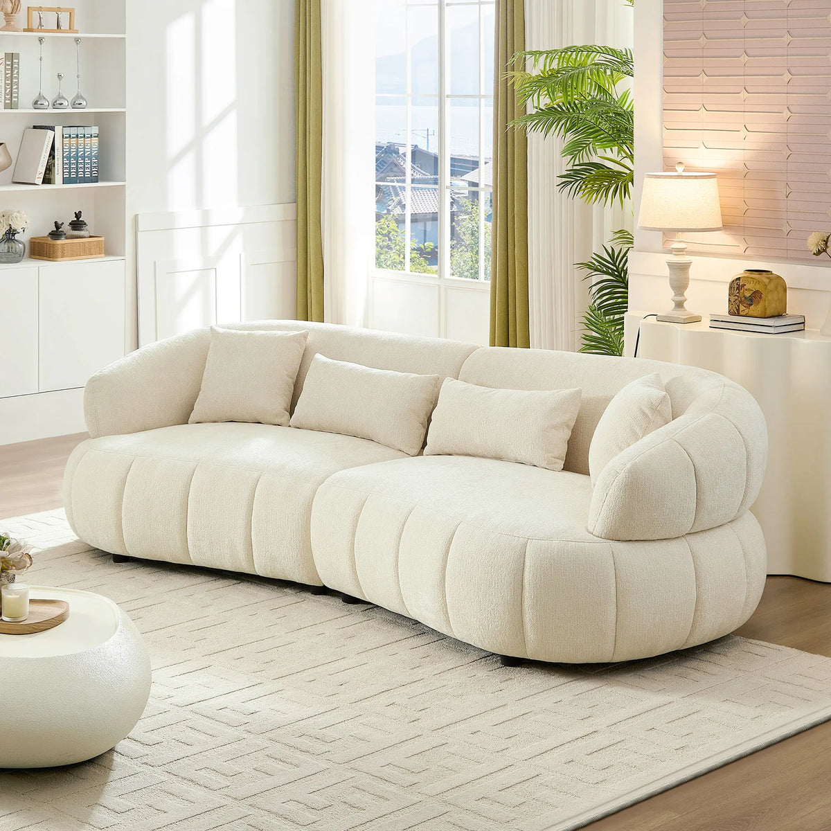 The CARMEL — 4-Seat Curved Sectional Sofa in Beige