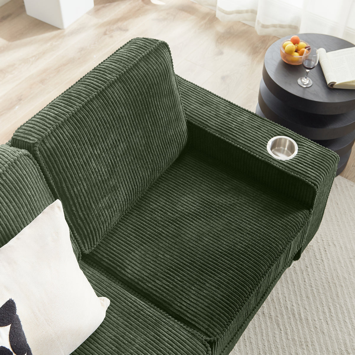 The TABOR — 3-Seat Corduroy Sofa in Green