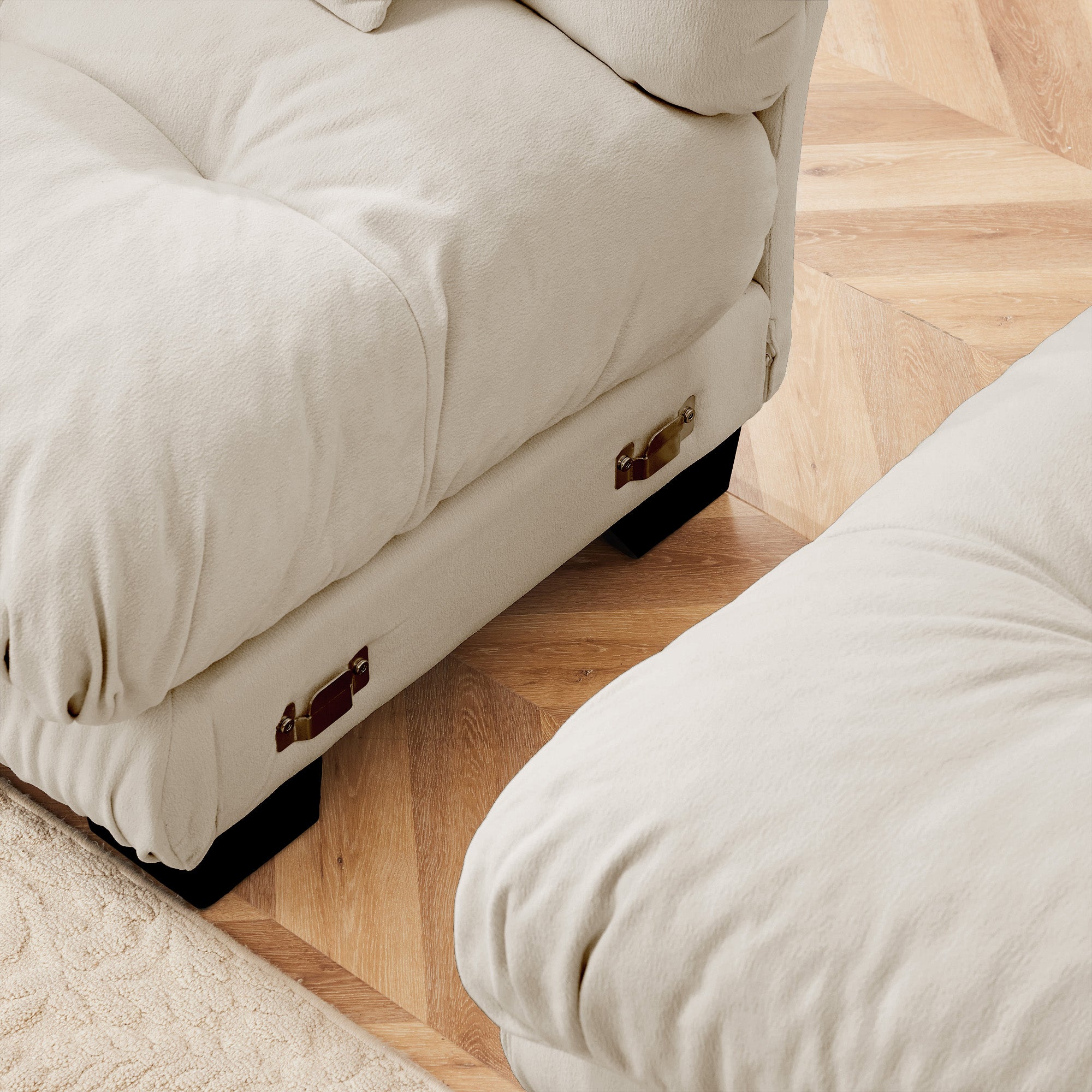 The BEULAH — Modular L-Shape Chenille Sofa in Light Coffee