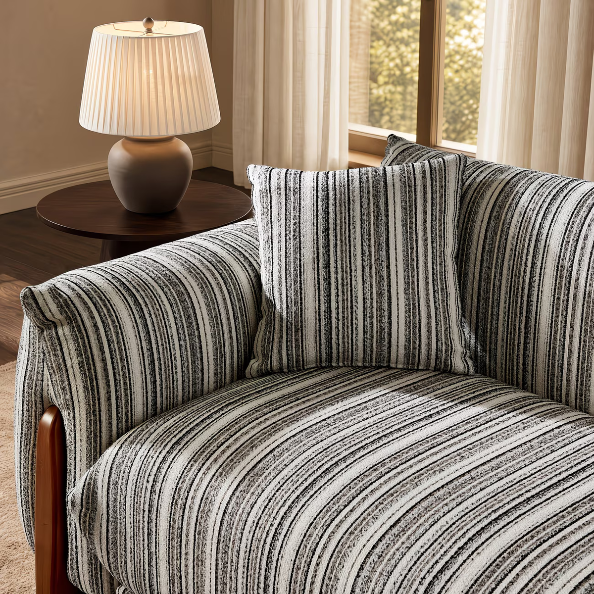 The KAVOD — 3-Seat Striped Chenille Sofa