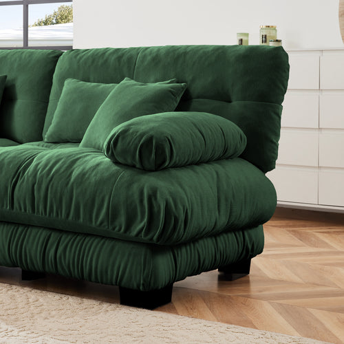 The BEULAH — Modular L-Shape Chenille Sofa in Green