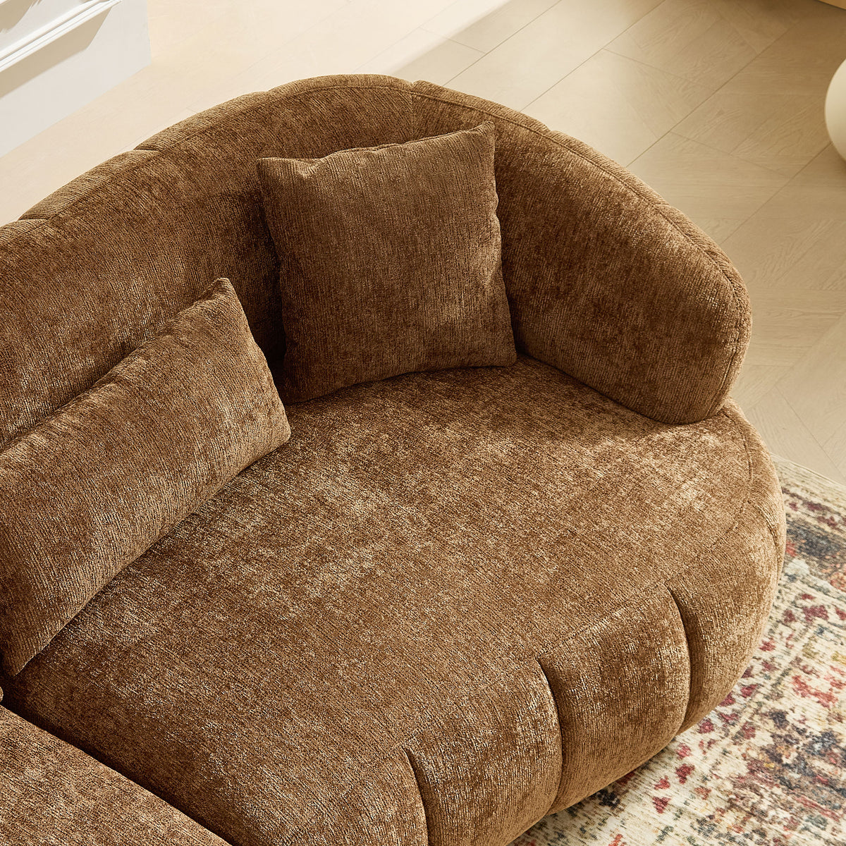 The CARMEL — 4-Seat Curved Sectional Sofa in Brown