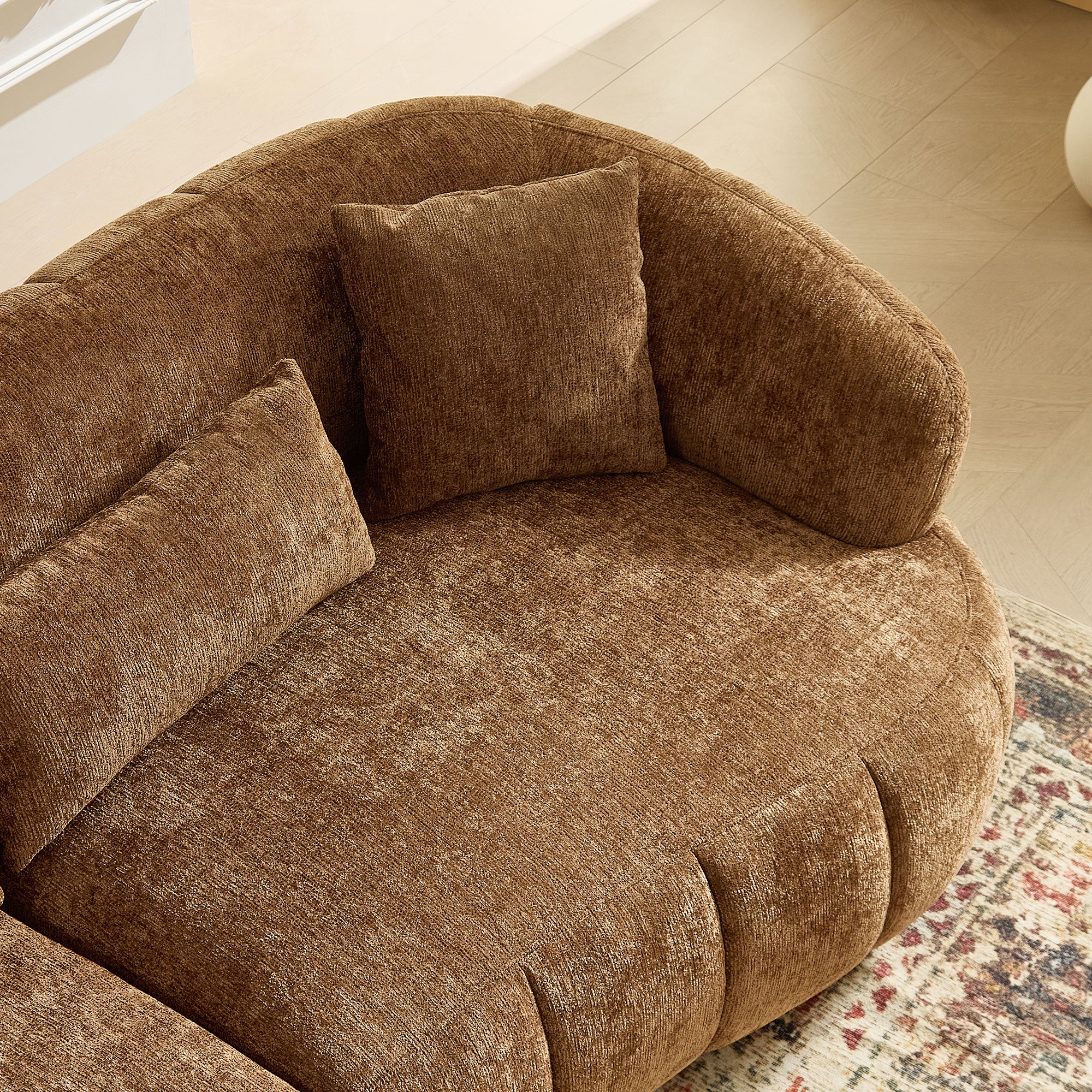 The CARMEL — 4-Seat Curved Sectional Sofa in Brown