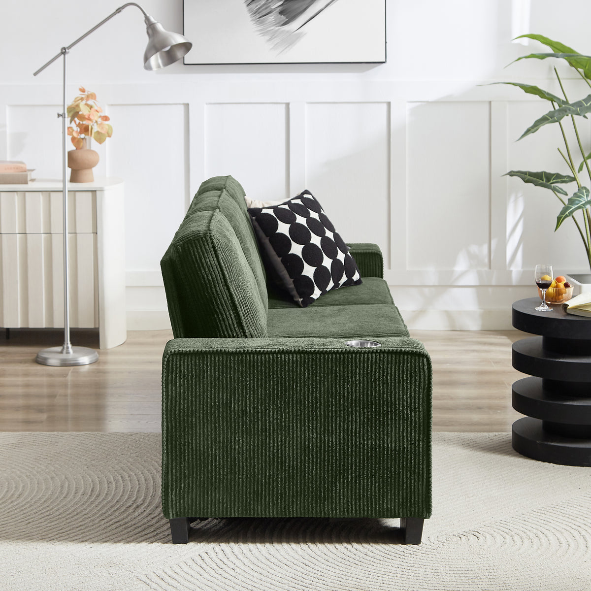 The TABOR — 3-Seat Corduroy Sofa in Green