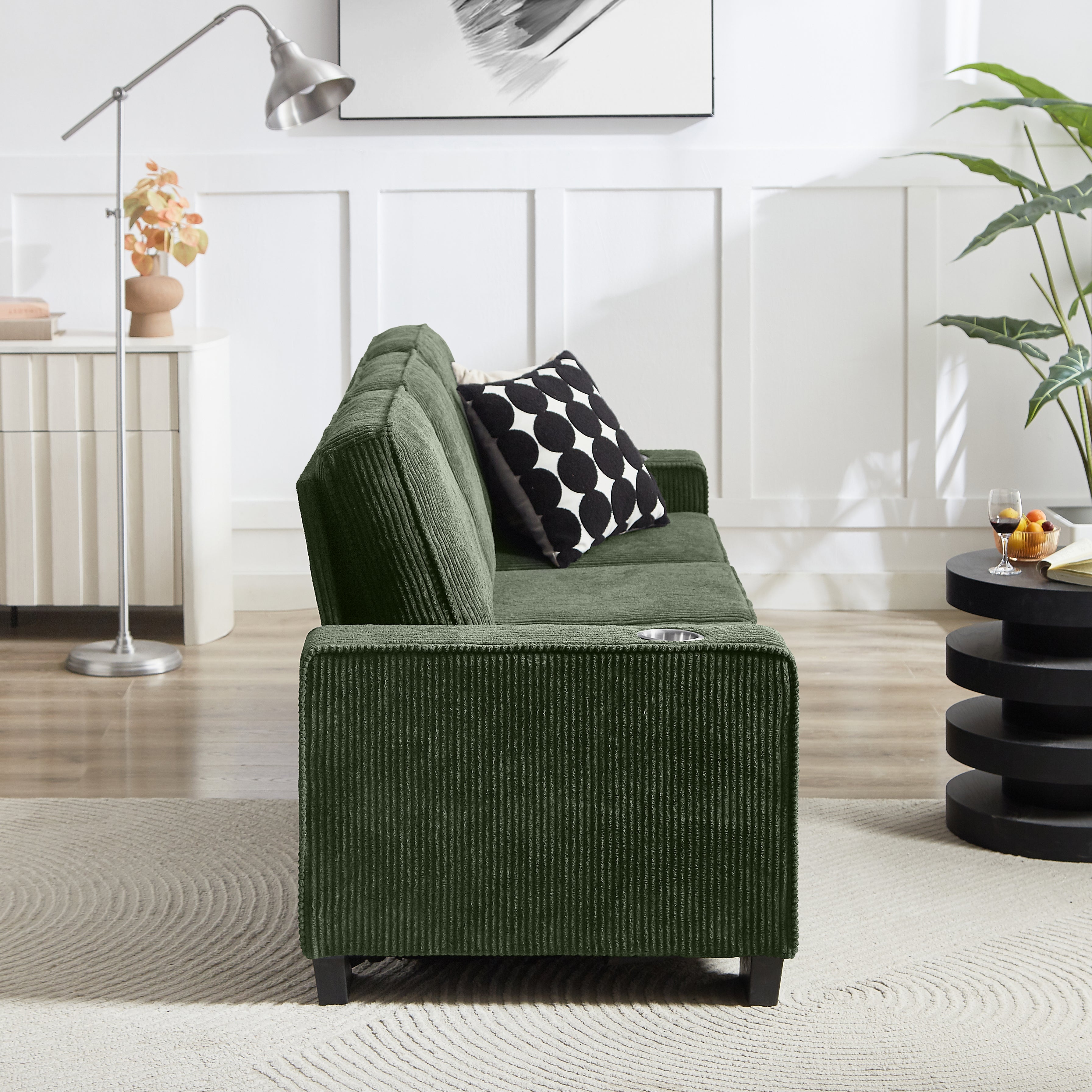 The TABOR — 3-Seat Corduroy Sofa in Green