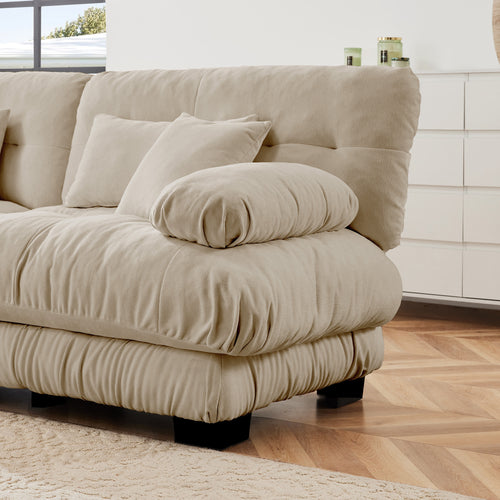 The BEULAH — Modular L-Shape Chenille Sofa in Light Coffee