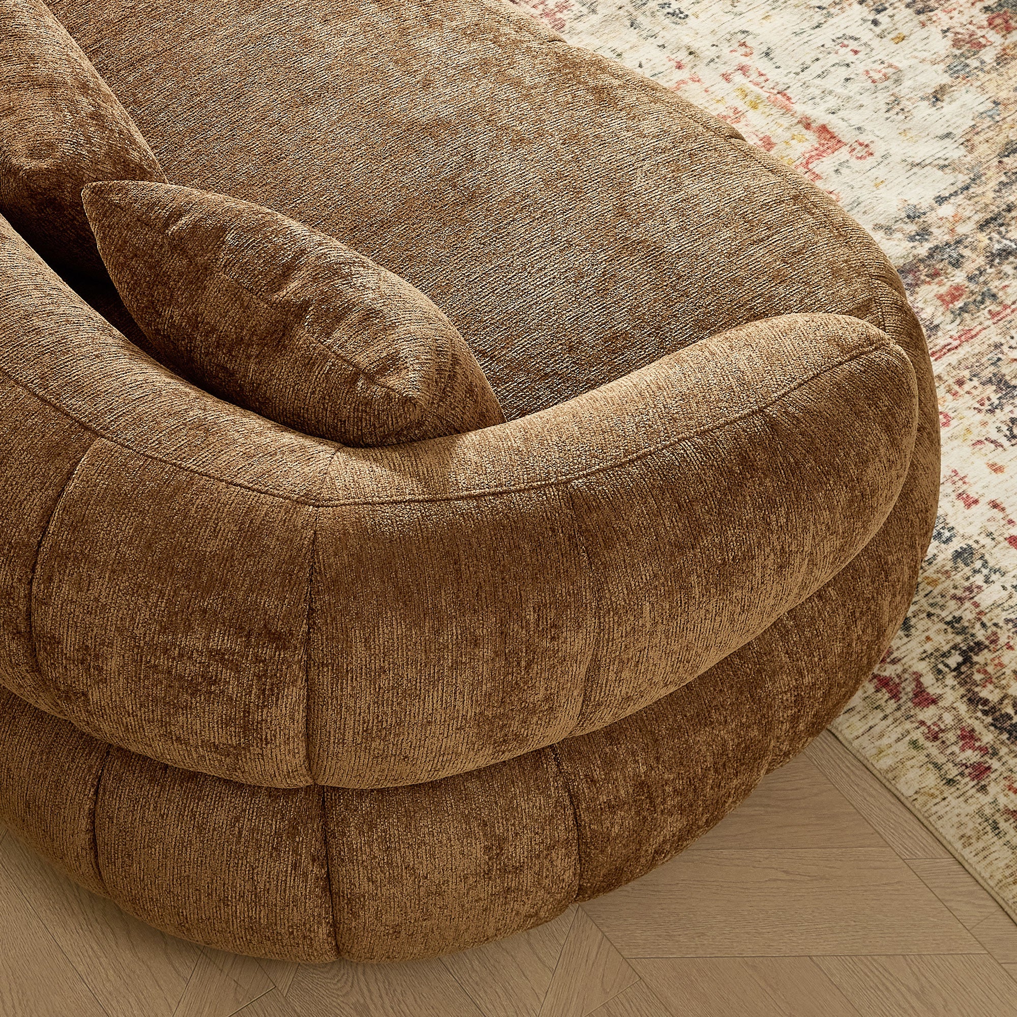 The CARMEL — 4-Seat Curved Sectional Sofa in Brown