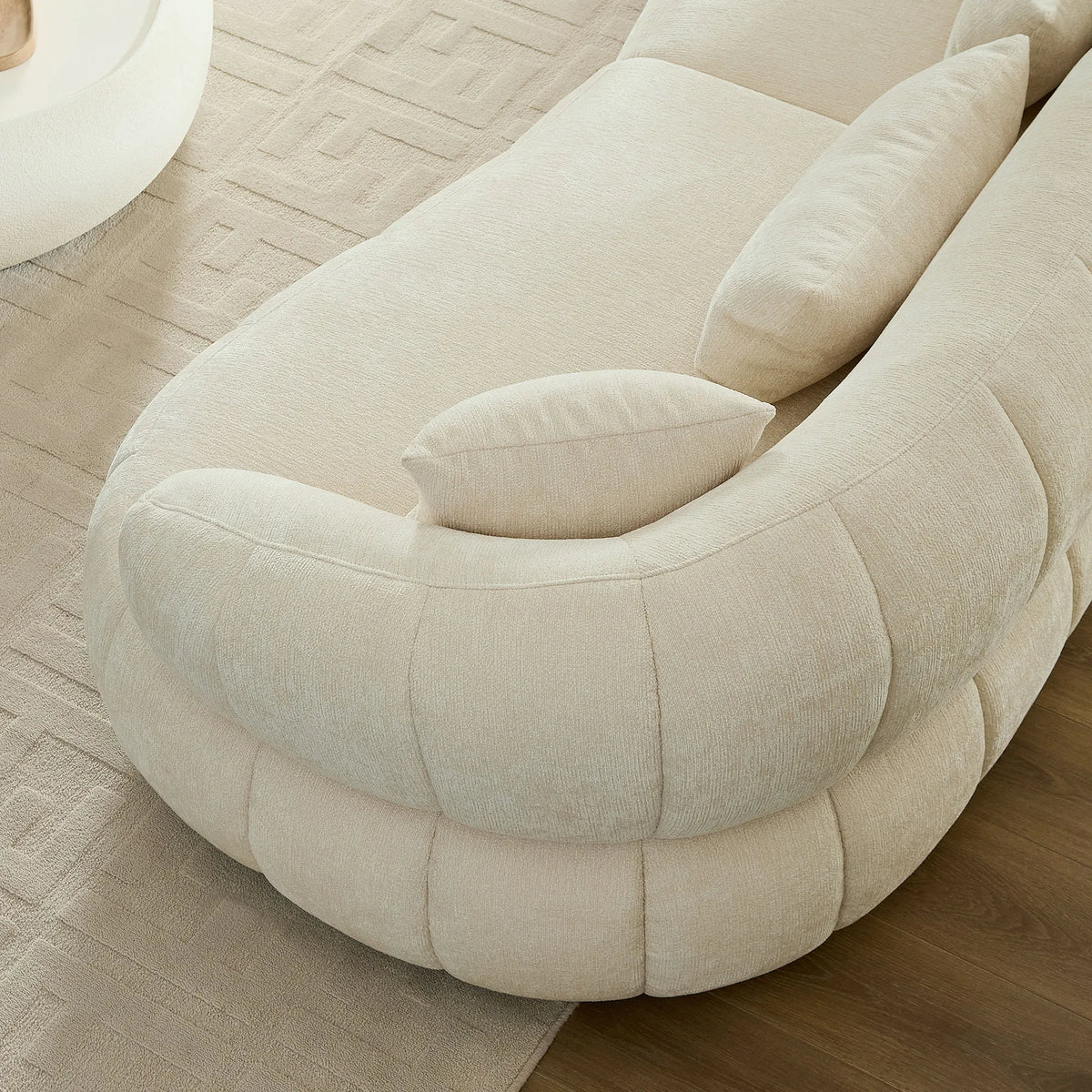 The CARMEL — 4-Seat Curved Sectional Sofa in Beige