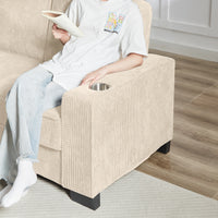 The TABOR — 3-Seat Corduroy Sofa in Beige