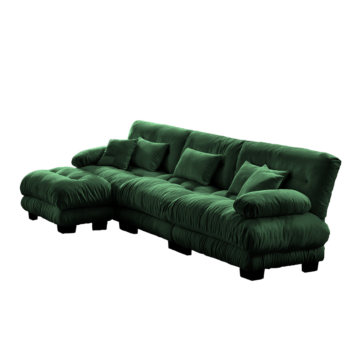The BEULAH — Modular L-Shape Chenille Sofa in Green