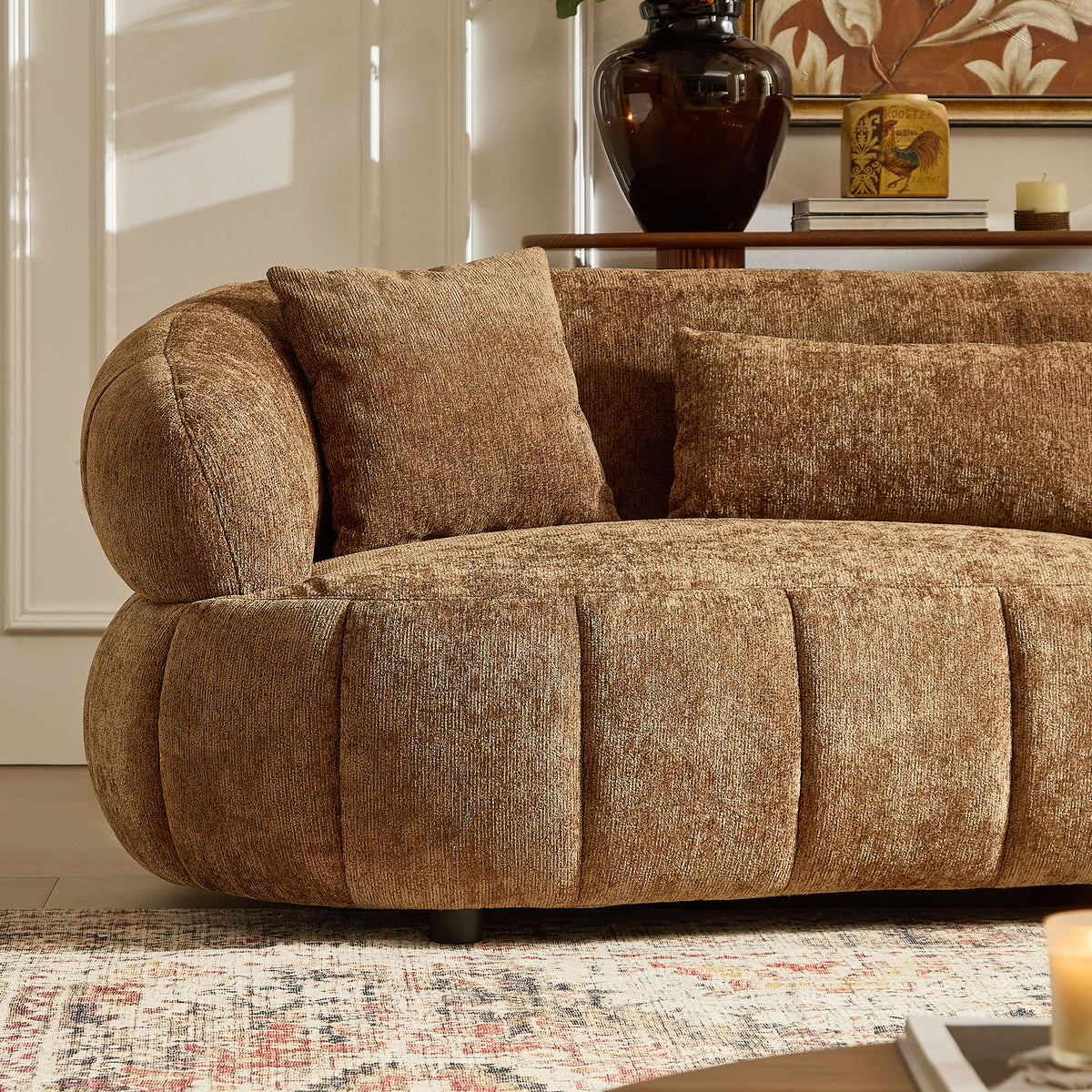 The CARMEL — 4-Seat Curved Sectional Sofa in Brown