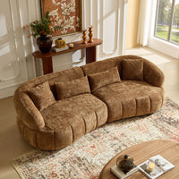 The CARMEL — 4-Seat Curved Sectional Sofa in Brown