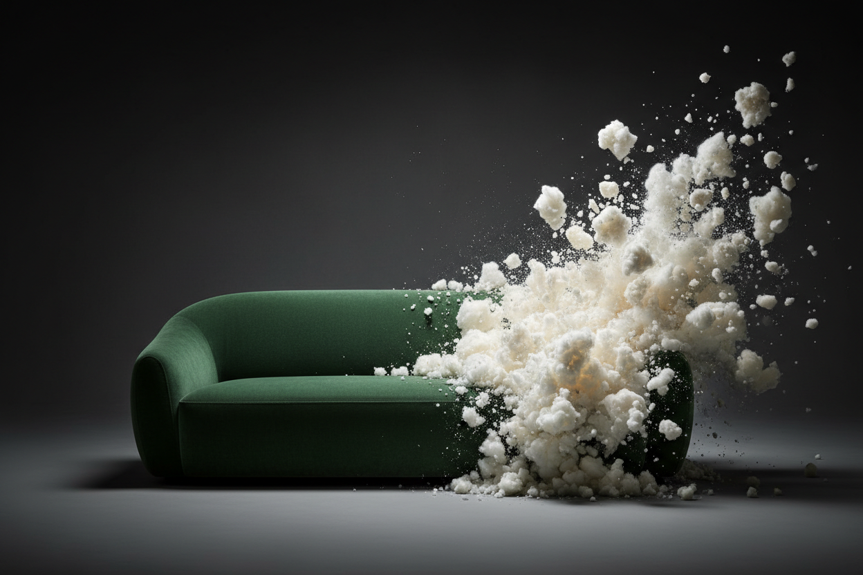 Forest Green Sofa Foam Explosion